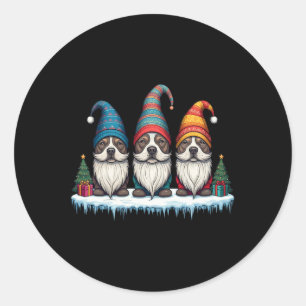 Adesivo Redondo Engraçado Pitbull Gnomies Natal Gnomens Mulheres M