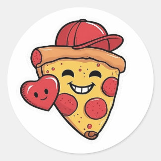 Adesivo Redondo Engraçado Pizza Sticker - Você tem uma Pizza Meu C