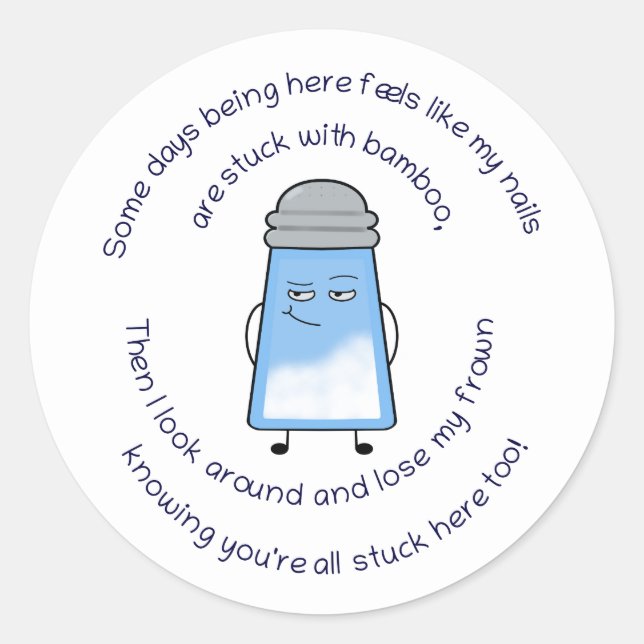 Adesivo Redondo Engraçado Poema Salty Couplet Sticker "Bamboo" (Frente)