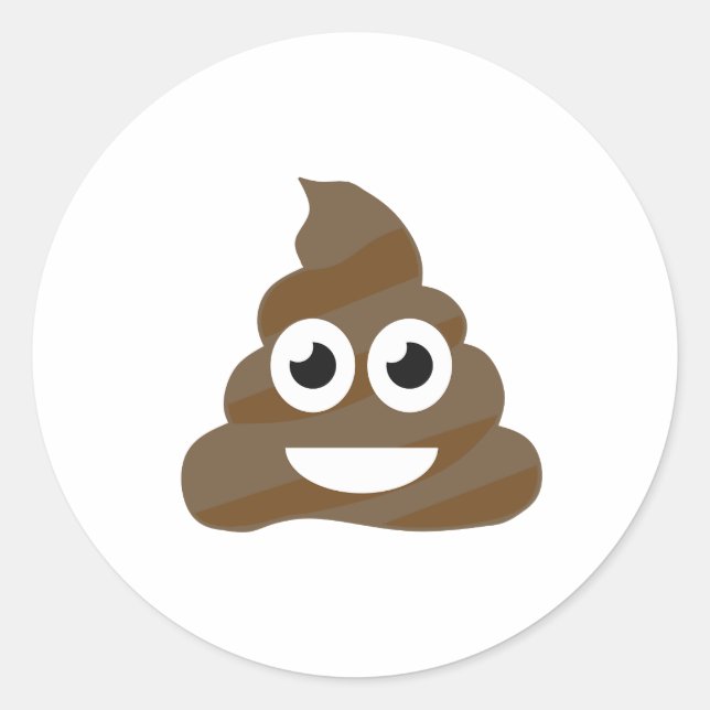Adesivo Redondo Engraçado Poop Emoji (Frente)