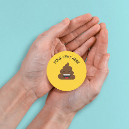 Adesivo Redondo Engraçado Poop Emoji com mensagem personalizada
