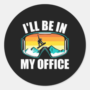 Adesivo Redondo Engraçado Presente De Snowboard Para Snowboarder W