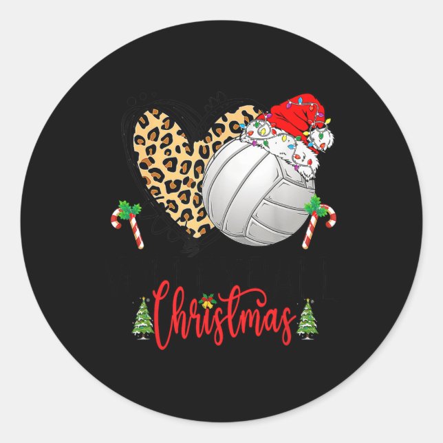 Adesivo Redondo Engraçado Pulão de Vôlei Santa Hat Xma (Frente)
