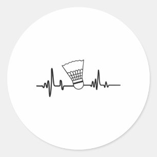 Adesivo Redondo Engraçado Pulsação de Badminton Shuttle Esporte