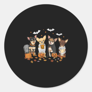 Adesivo Redondo Engraçado Pumpkin Ghost Chihuahua Halloween Chihua