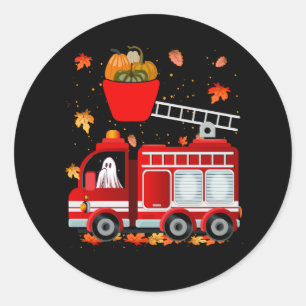 Adesivo Redondo Engraçado Pumpkin Ghost Motorizando Caminhão de Fo