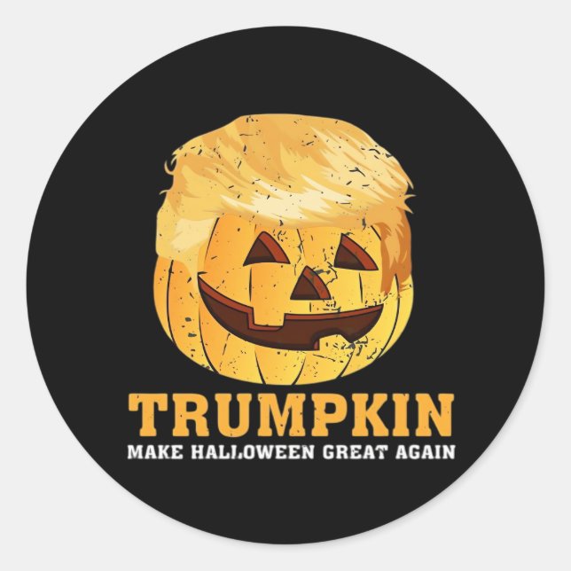 Adesivo Redondo Engraçado Pumpkin Trumpkin Halloween (Frente)