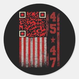 Adesivo Redondo Engraçado Qr Digitalize-Me Presidente Trump 4547 T