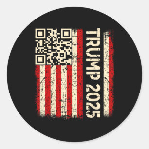 Adesivo Redondo Engraçado Qr Donald Trump Dancing 4745 Code Video