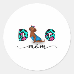 Adesivo Redondo Engraçado Red Dachshund Tattoo Eu Te Amo Cachorro 