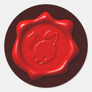 Adesivo Redondo Engraçado Red Faux Wax Seal Bunny