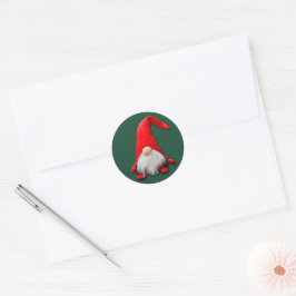 Adesivo Redondo Engraçado Red Gnomo Natal