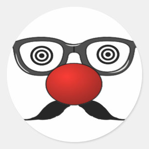 Adesivo Redondo Engraçado Red Nose Olhos estranhos bigode