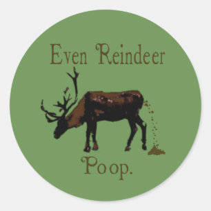 Adesivo Redondo Engraçado Reindeer Poop Natal