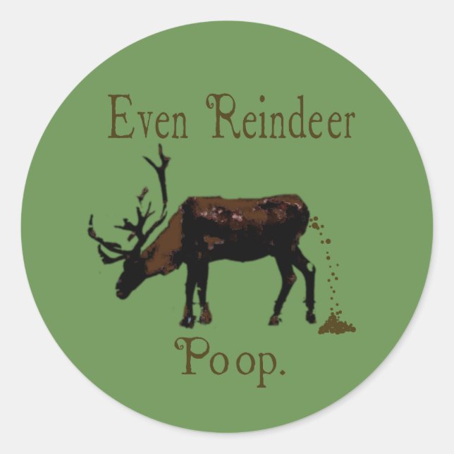 Adesivo Redondo Engraçado Reindeer Poop Natal (Frente)