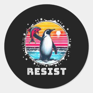 Adesivo Redondo Engraçado Resiste Camisa Aos Pinguins