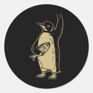 Adesivo Redondo Engraçado Resistência aos Pinguins Protesto Contra