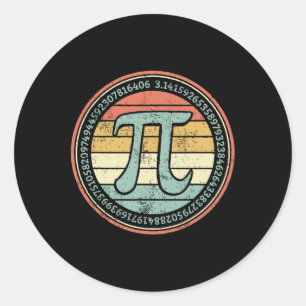 Adesivo Redondo Engraçado Retro Pi Day Pi Math Para Pi Day 3.14 Ma
