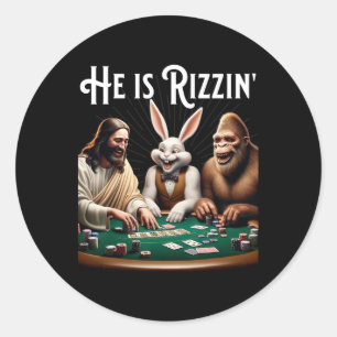 Adesivo Redondo Engraçado Rizz Ele Está Rizzin Jesus