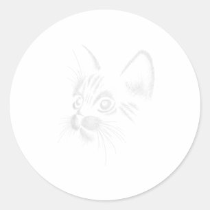 Adesivo Redondo Engraçado Rosto de Gato Presente TSirt