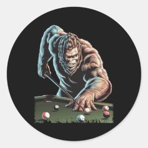 Adesivo Redondo Engraçado Sasquatch Billiards Piscina Player Men