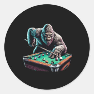 Adesivo Redondo Engraçado Sasquatch Billiards Piscina Player Men