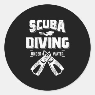 Adesivo Redondo Engraçado Scuba Mergulhando Camisa Para Divers