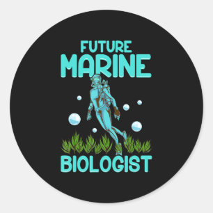Adesivo Redondo Engraçado Scuba Mergulho Dive Biologia Futura Mar