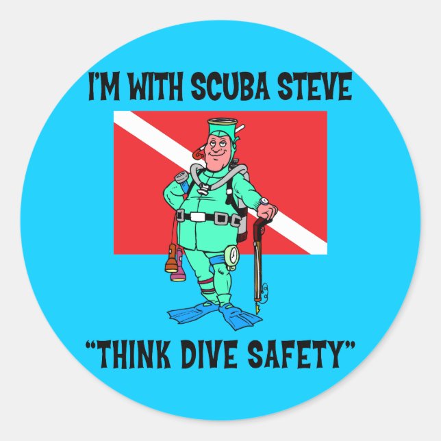Adesivo Redondo Engraçado SCUBA Steve (Frente)