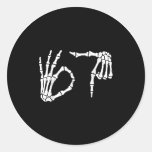 Adesivo Redondo Engraçado Seis Sete 6 7 Meme 67 Skeleton Hallowee