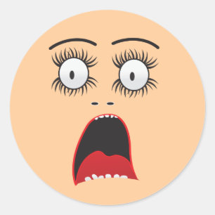 Adesivo Redondo Engraçado Senhora Surpreendida Face