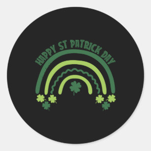 Adesivo Redondo Engraçado Shamrock Breve Arco-Íris Irlandês St Pat