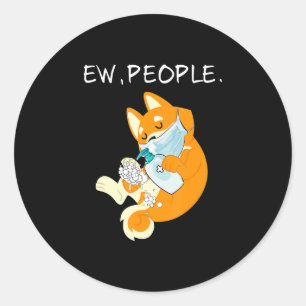 Adesivo Redondo Engraçado Shiba Inu   Ouro-presente-Pessoas