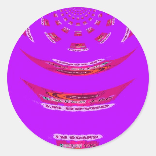 Adesivo Redondo Engraçado, sinto sua falta, estou entediado (Frente)