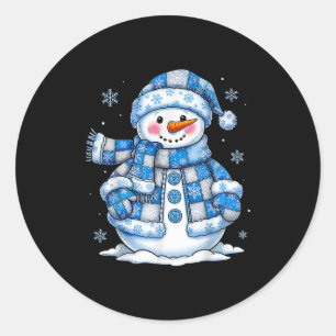Adesivo Redondo Engraçado Snowman Snowflake Feliz Natal Feliz Famí
