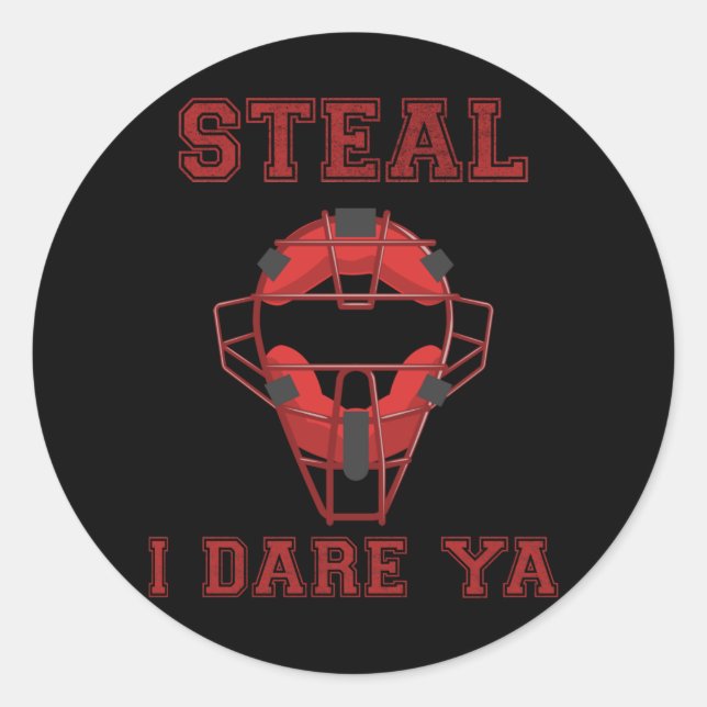 Adesivo Redondo Engraçado Softball Catcher Rouba Humor Baseball (Frente)