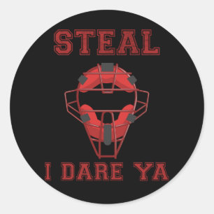 Adesivo Redondo Engraçado Softball Catcher Rouba Humor Baseball