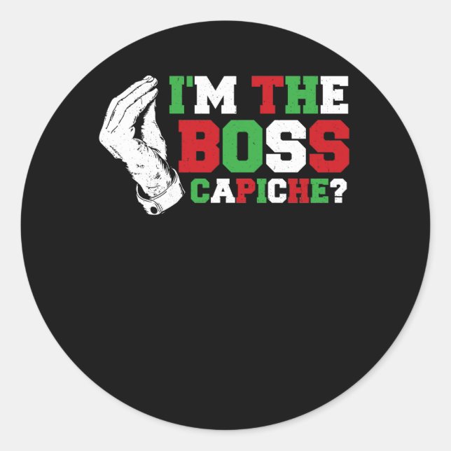 Adesivo Redondo Engraçado, sou o chefe italiano Nonna Nonno Capich (Frente)