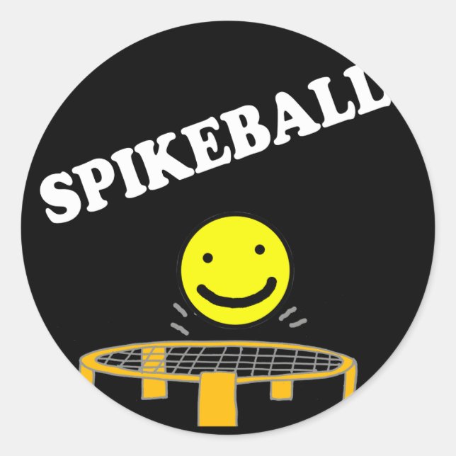 Adesivo Redondo Engraçado Spikeball Net com Rosto de Sorriso (Frente)
