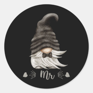 Adesivo Redondo Engraçado Sr. &amp; Sra. Gnome Para Casais Corresp