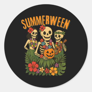 Adesivo Redondo Engraçado Summerwin Skeletons Luau Party Halloween