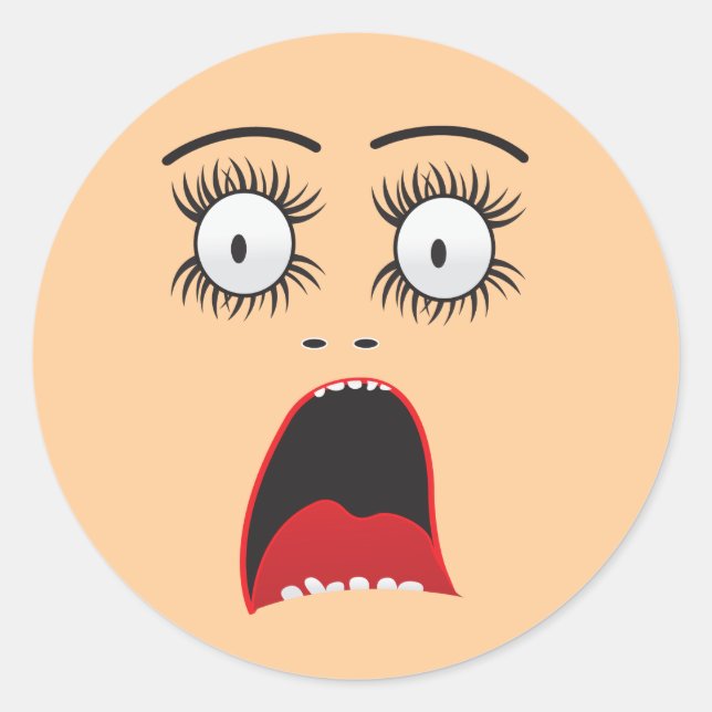 Adesivo Redondo Engraçado Surpreendido Lady Face (Frente)