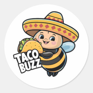 Adesivo Redondo Engraçado Taco Buzz Bumble Bee