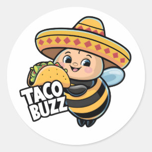 Adesivo Redondo Engraçado Taco Buzz Bumble Bee