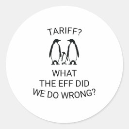 Adesivo Redondo Engraçado Tariffed Penguins