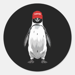 Adesivo Redondo Engraçado Tarrif Penguin Anti Trump