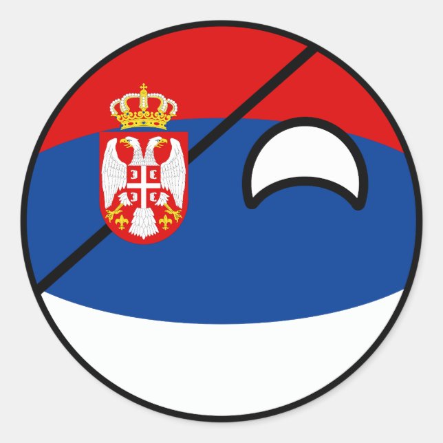 Adesivo Redondo Engraçado Tending Geeky Sérvia Countryball (Frente)