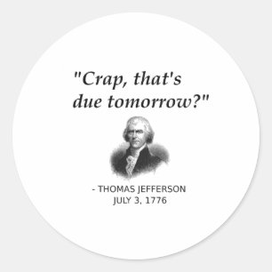 Adesivo Redondo Engraçado Thomas Jefferson História Dos EUA Profes