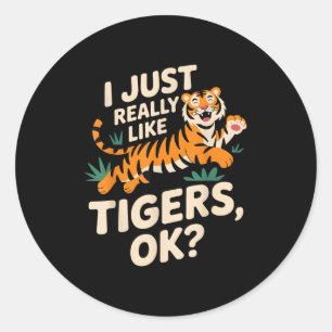 Adesivo Redondo Engraçado Tiger Art Para Homens Meninos Meninas An
