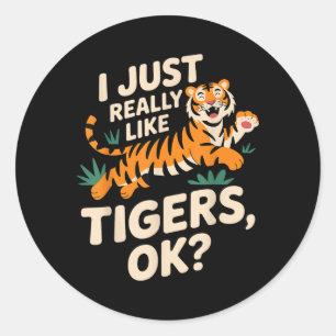 Adesivo Redondo Engraçado Tiger Art Para Homens Meninos Meninas An
